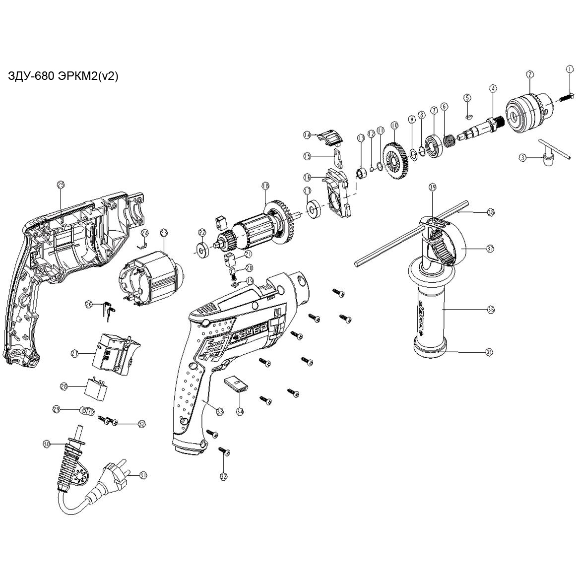 Дрель ударная + кейс ЗДУ-680 ЭРКМ2